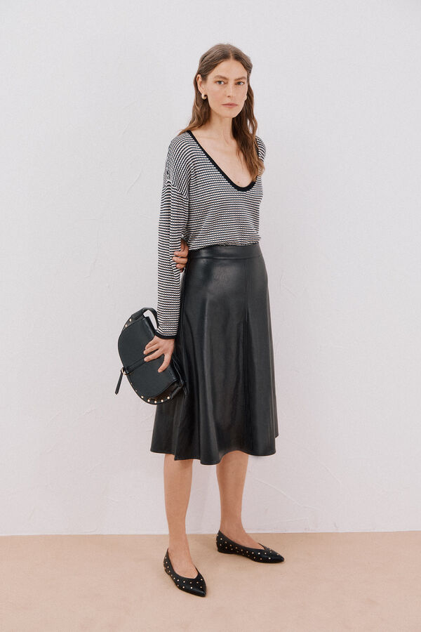 Cortefiel Suéter tejido bicolor Negro