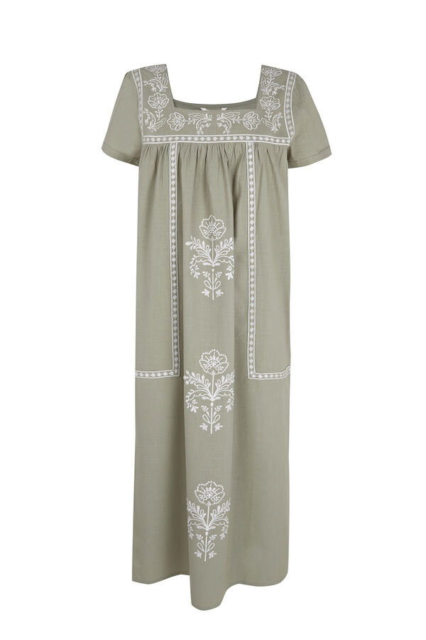 Cortefiel Vestido con bordados florales Estampado azul