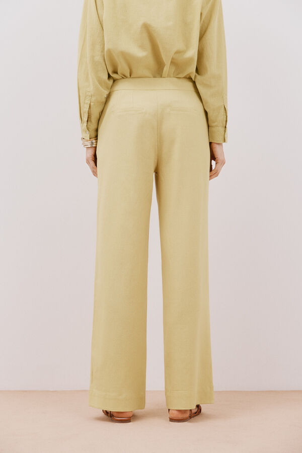 Cortefiel Pantalón lino Amarillo