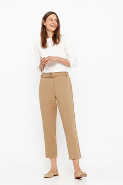 Cortefiel Pantalón con cinturón Beige