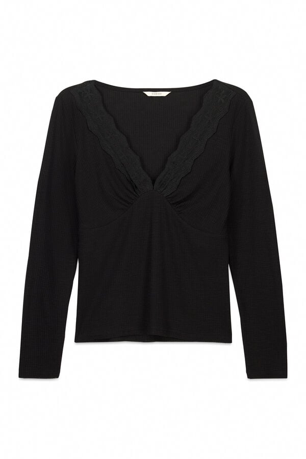 Slowlove Top estrucutura detalle blonda Negro