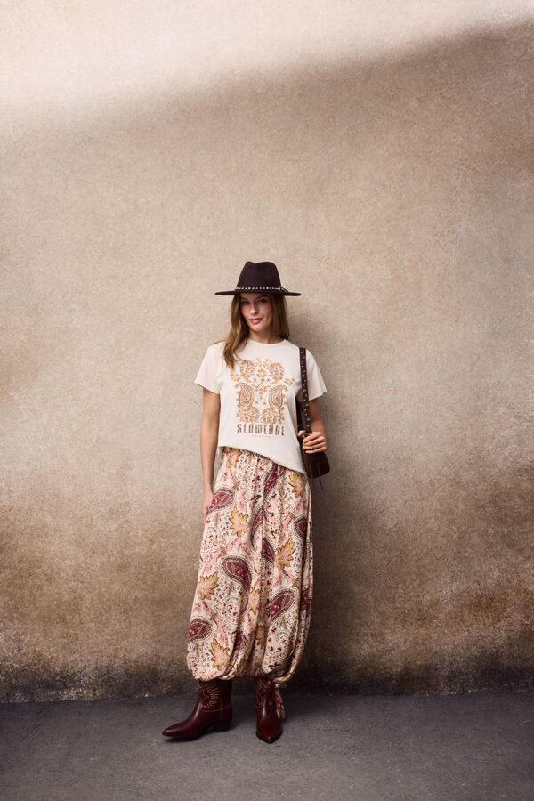 Slowlove Camiseta floral SlowLove Marfil