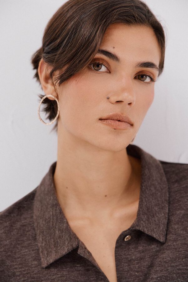 Cortefiel Camisa elástica botones Marrón oscuro