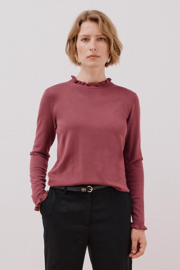 Cortefiel Chaleco calado bicolor Vino