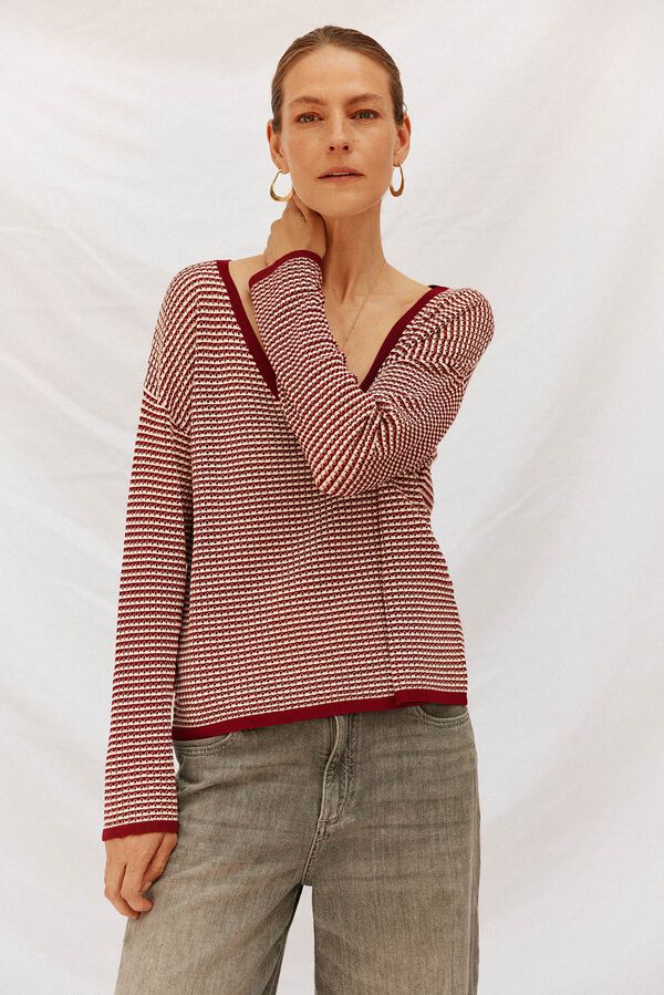 Cortefiel Suéter tejido bicolor Granate