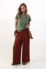 Slowlove Camiseta collar abalorios Kaki