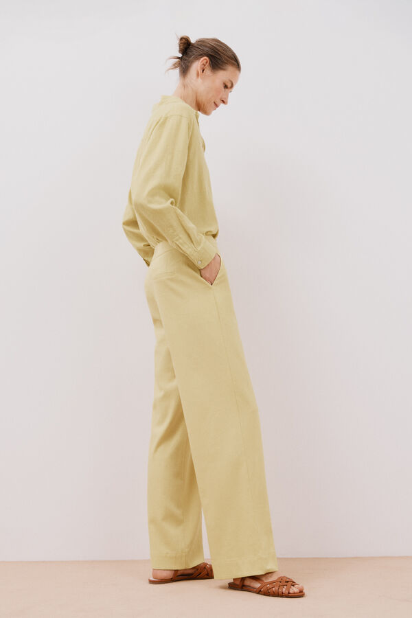 Cortefiel Pantalón lino Amarillo