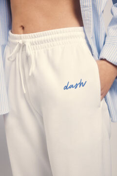 Dash and Stars Pantalón recto felpa piqué marfil beige