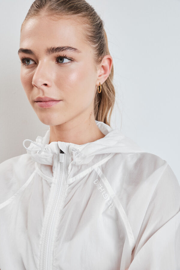 Dash and Stars Chamarra cortavientos con capucha blanca blanco