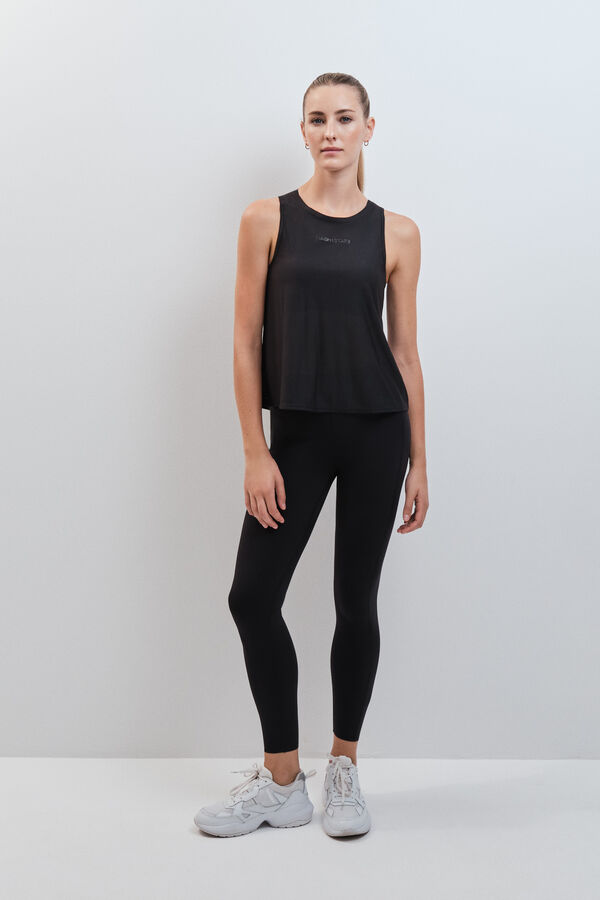 Dash and Stars Playera halter semitransparente negra negro