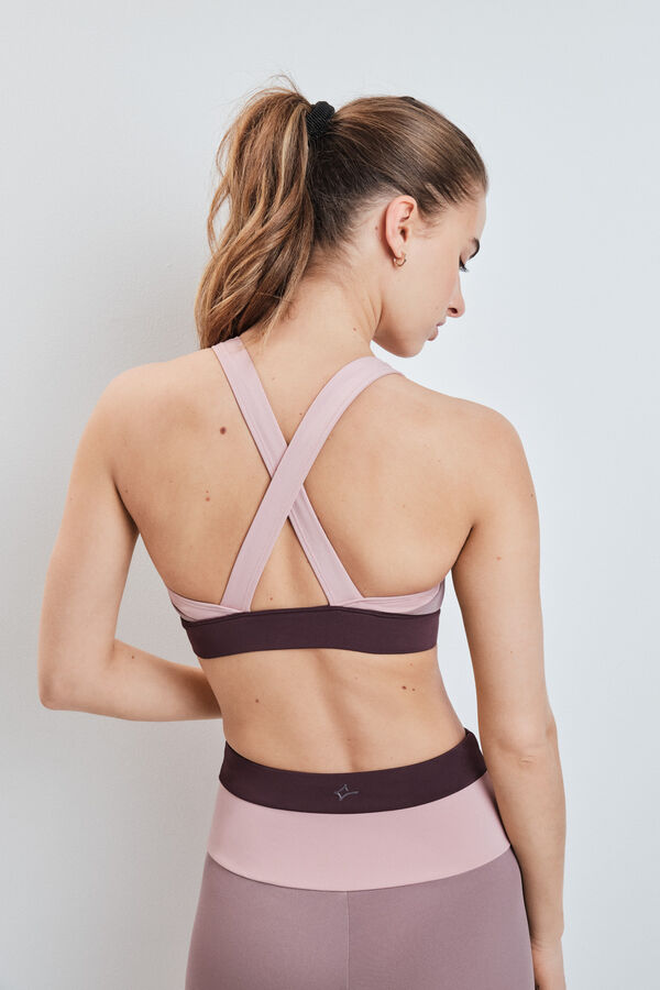 Dash and Stars Brasier deportivo 4D Stretch color block rosa rosa