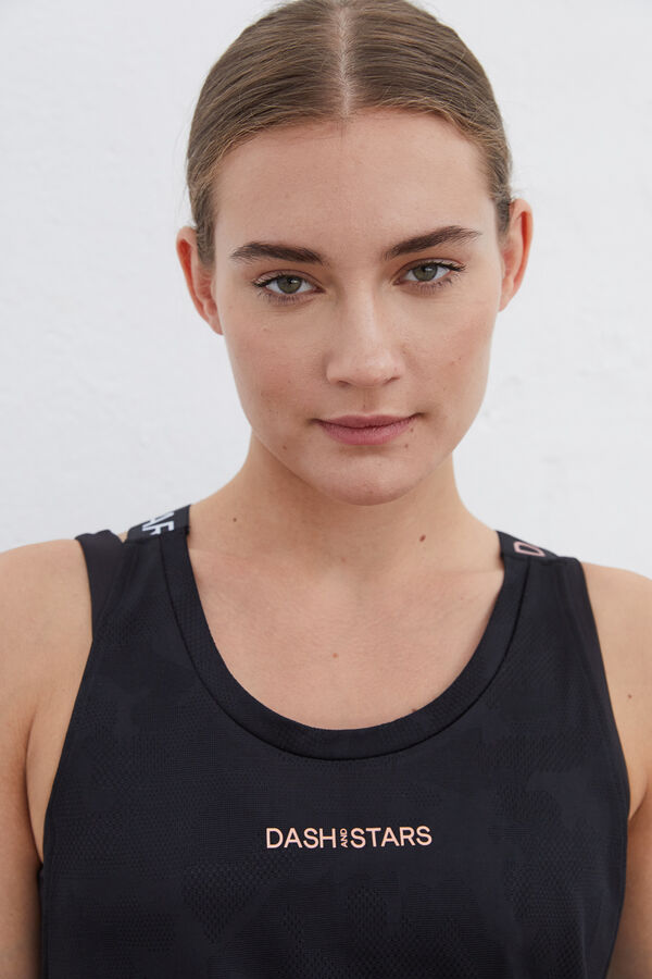 Dash and Stars Playera tirantes halter negro negro