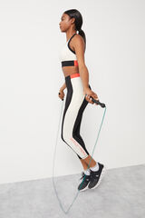 Dash and Stars Leggings crop color block 4D Stretch negro