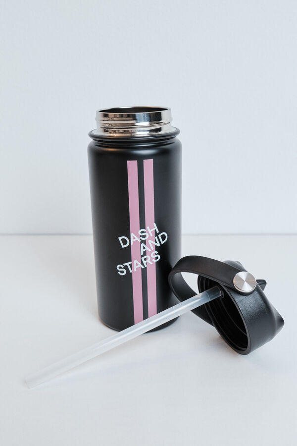 Dash and Stars Botella de acero inoxidable negra negro