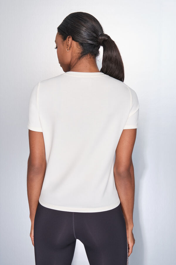 Dash and Stars Playera blanca drapeada de manga corta  beige