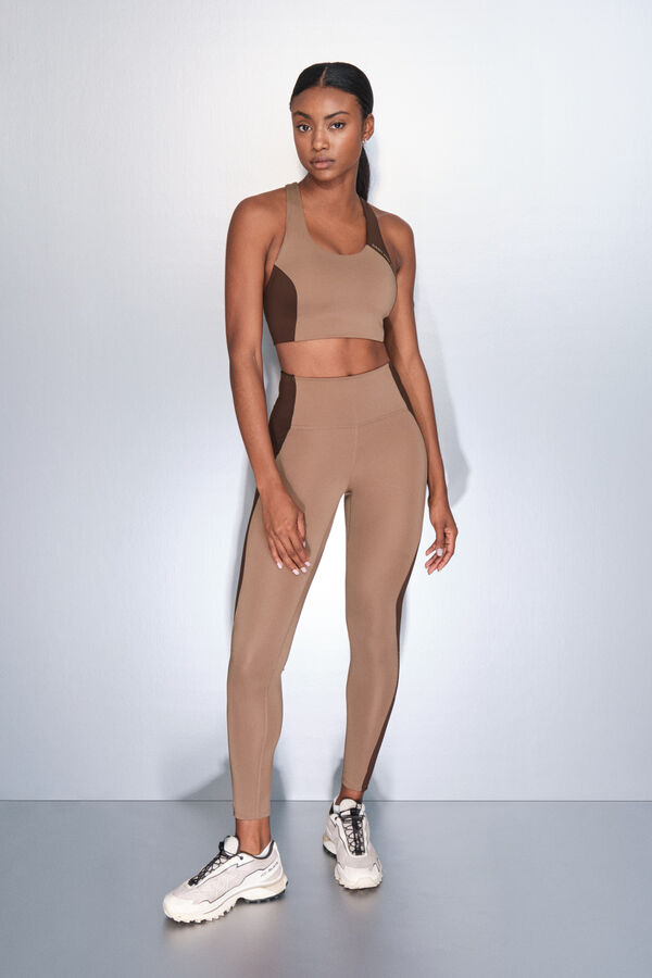 Dash and Stars Pantalón legging con bloques de color 4D STRETCH café