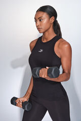 Dash and Stars Playera de algodón acanalado negra con cuello cuello halter negro