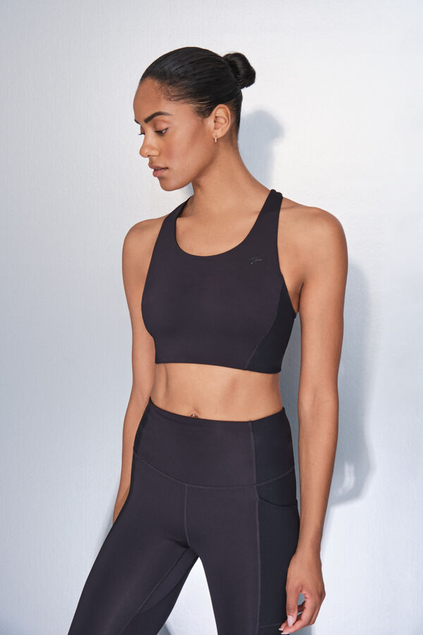 Dash and Stars Brasier deportivo negro elástico 4D negro