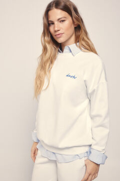 Dash and Stars Sudadera felpa piqué marfil beige