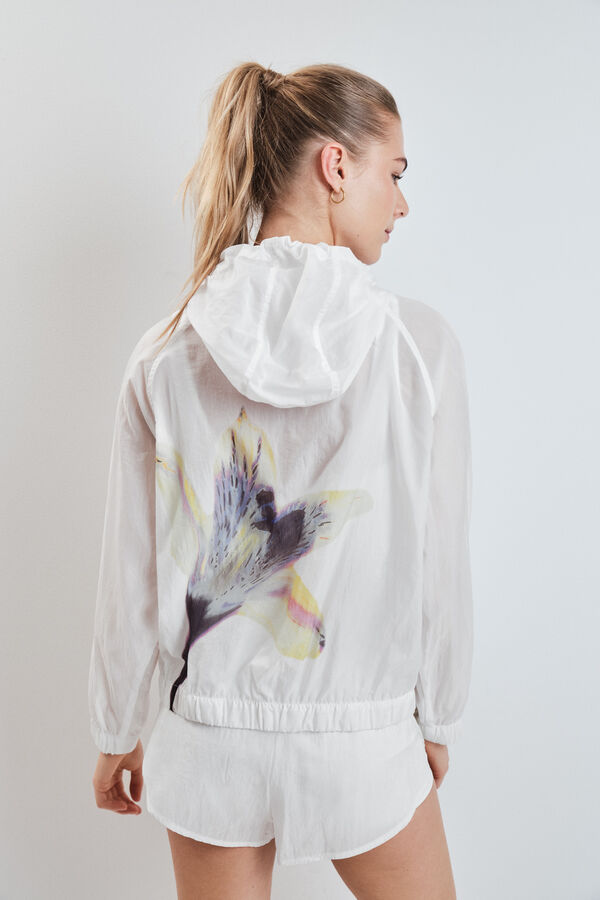 Dash and Stars Chamarra cortavientos con capucha blanca blanco