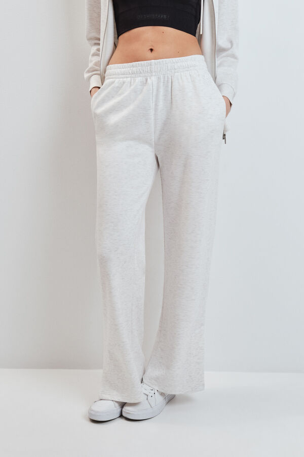 Dash and Stars Pantal&oacute;n largo holgado de viscosa suave gris gris