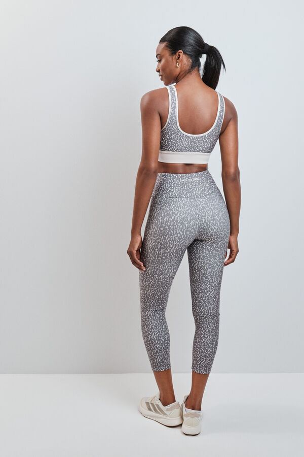 Dash and Stars Leggings crop 4D STRETCH estampado animal gris nude
