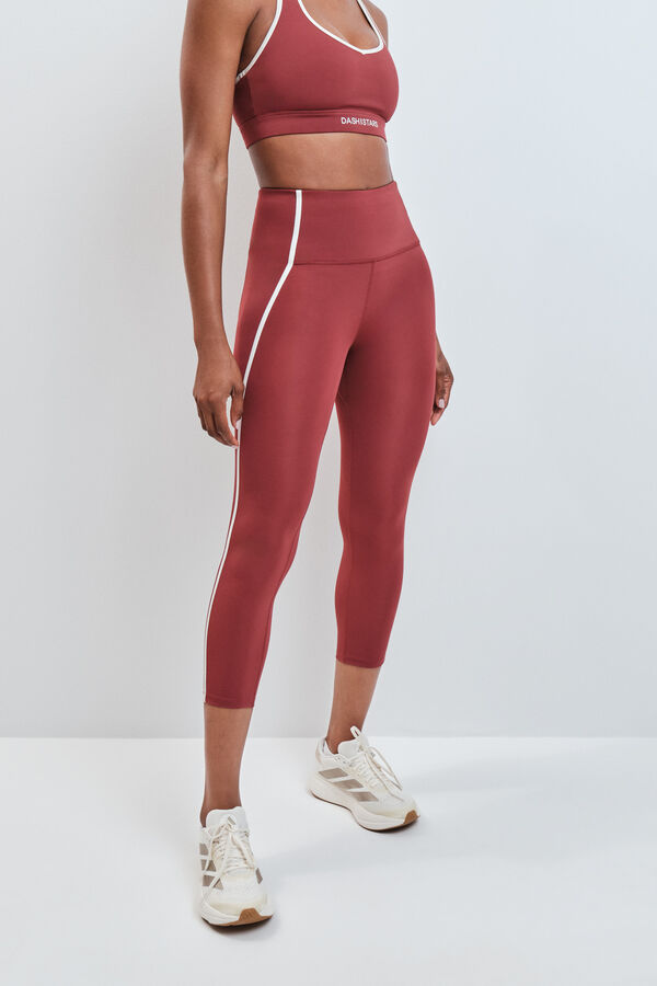 Dash and Stars Leggings crop 4D STRETCH burgundy p&uacute;rpura