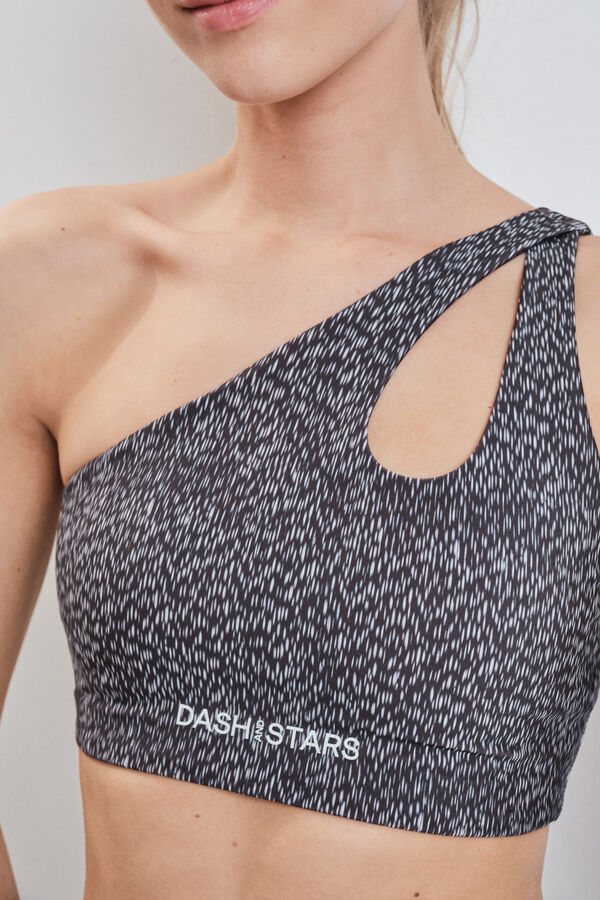 Dash and Stars Brasier deportivo 4D Stretch estampado bitonal negro