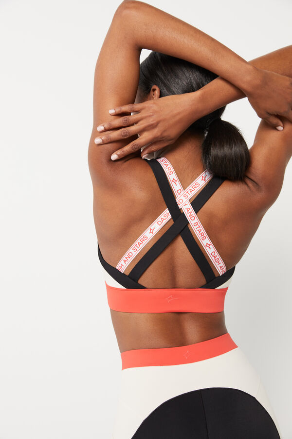 Dash and Stars Sujetador deportivo color block 4D Stretch beige