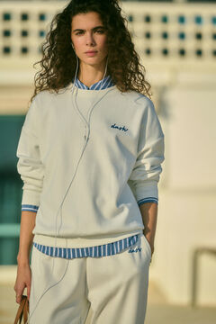 Dash and Stars Sudadera felpa piqué marfil beige
