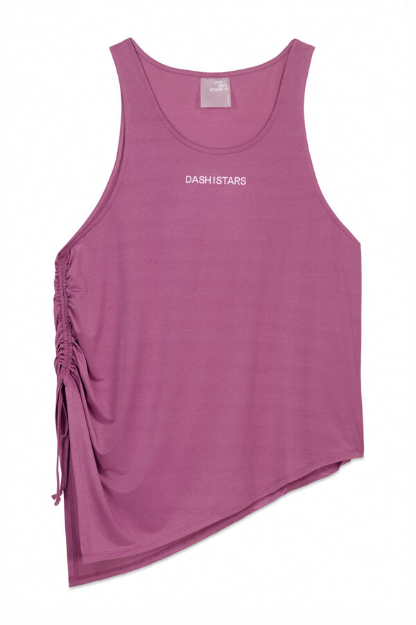 Dash and Stars Playera rosa asimétrica con cuello halter rosa