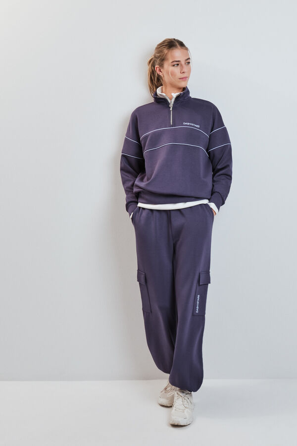 Dash and Stars Chamarra cuello alto con cierre gris gris