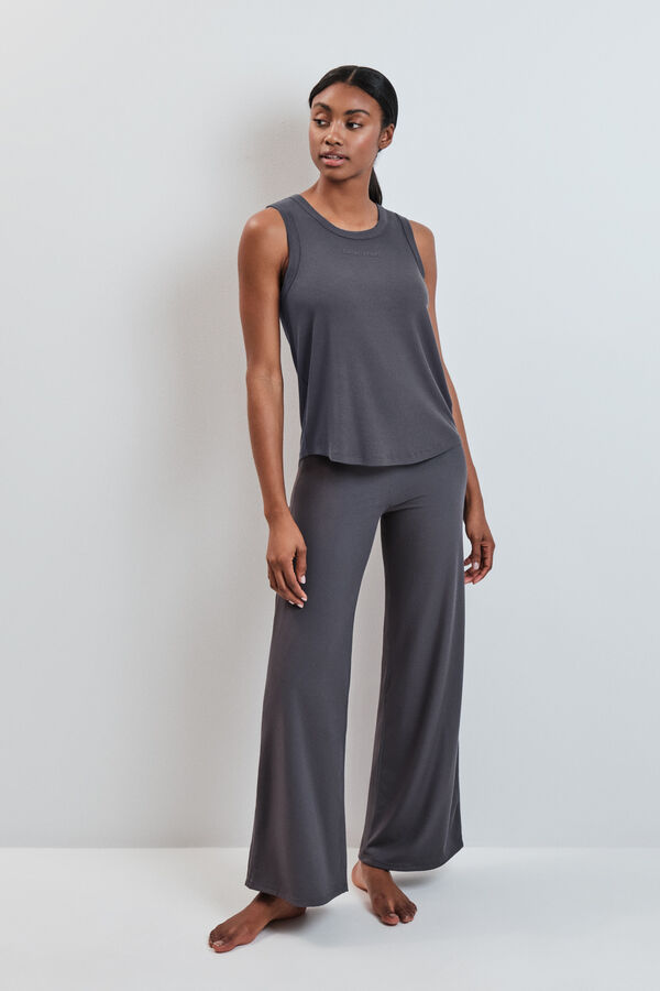 Dash and Stars Playera sin mangas de rib gris gris