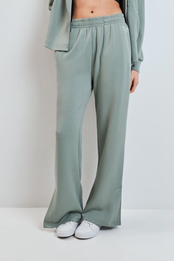 Dash and Stars Pantal&oacute;n largo holgado de viscosa suave verde verde
