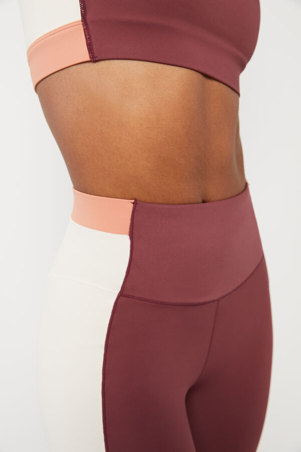 Dash and Stars Leggings crop color block granate 4D Stretch púrpura