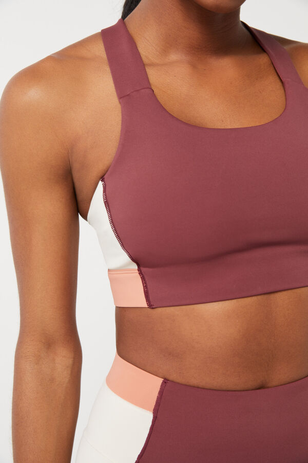 Dash and Stars Sujetador deportivo color block granate 4D Stretch púrpura