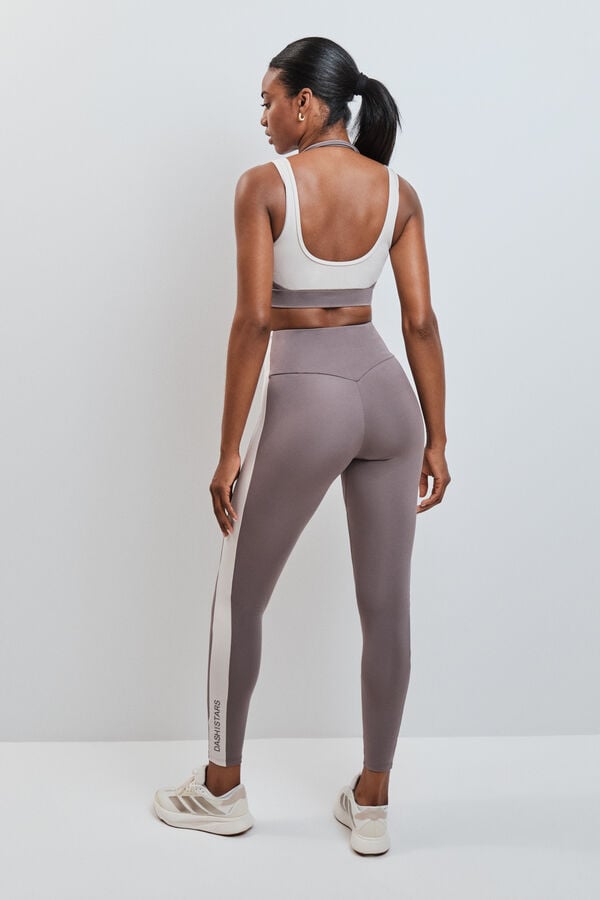 Dash and Stars Leggings largos 4D STRETCH contraste marr&oacute;n nude