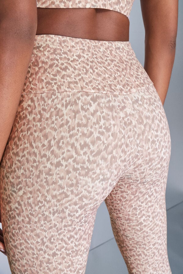 Dash and Stars Pantalón legging blancos con estampado animal 4D STRETCH beige