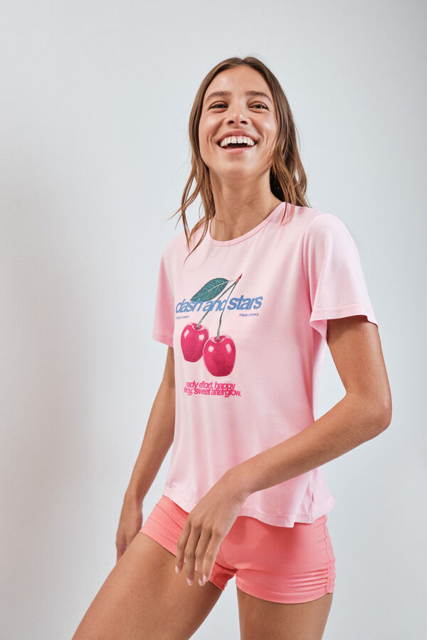Dash and Stars Playera con abertura en la espalda rosa rosa