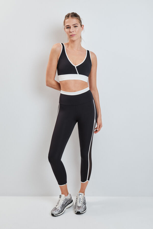 Dash and Stars Leggings crop con transparencias laterales 4D STRETCH negro negro