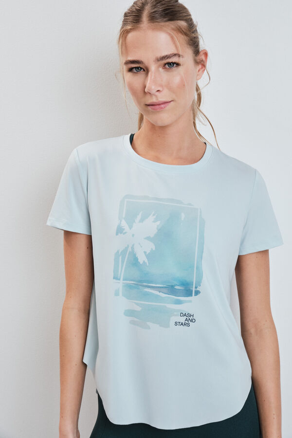 Dash and Stars Playera manga corta panel mesh azul azul