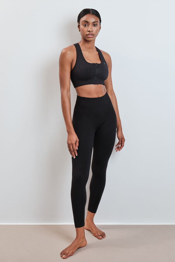 Dash and Stars Brasier deportivo con cierre central SEAMLESS FIT negro negro