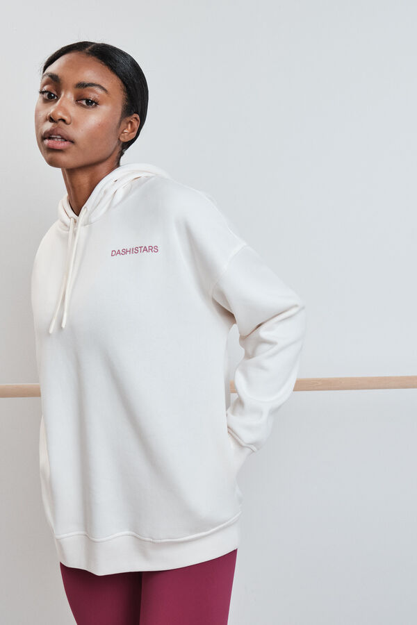 Dash and Stars Sudadera de felpa de algod&oacute;n blanco beige