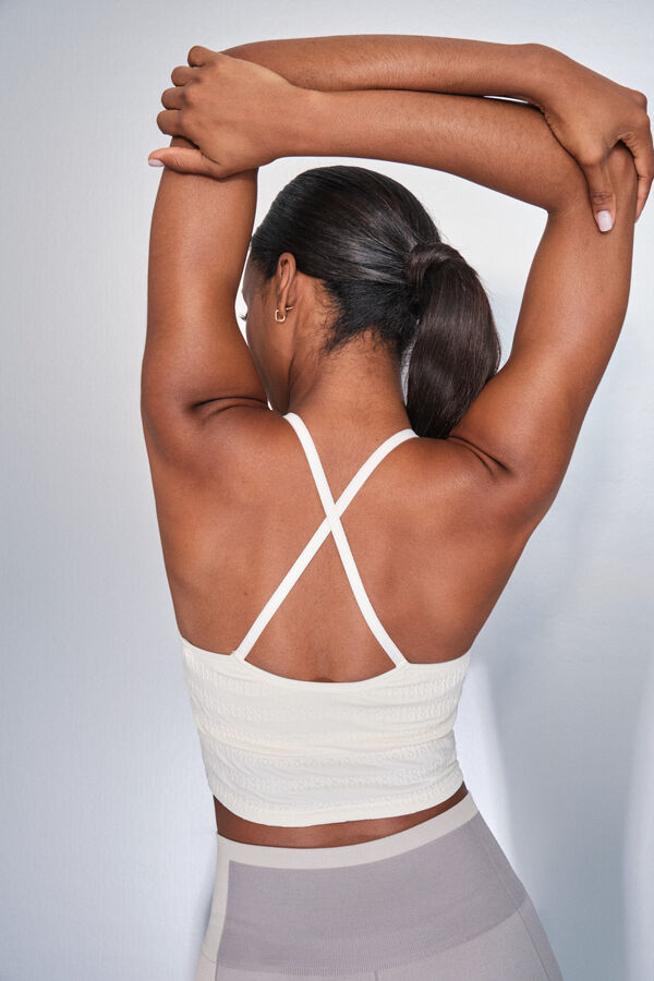 Dash and Stars Brasier deportivo blanco SEAMLESS COMFORT beige