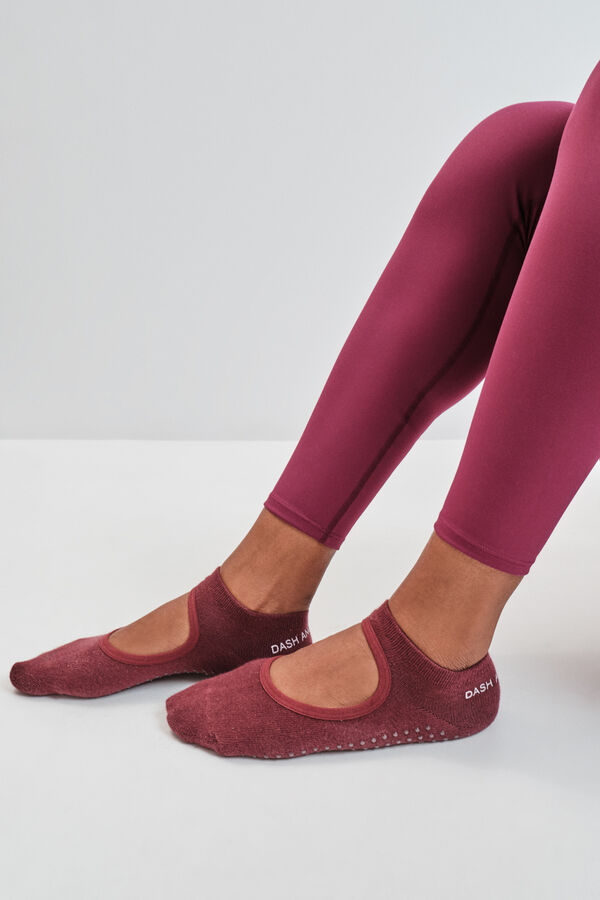 Dash and Stars Calcetines estilo zapatilla de ballet de algod&oacute;n vino p&uacute;rpura