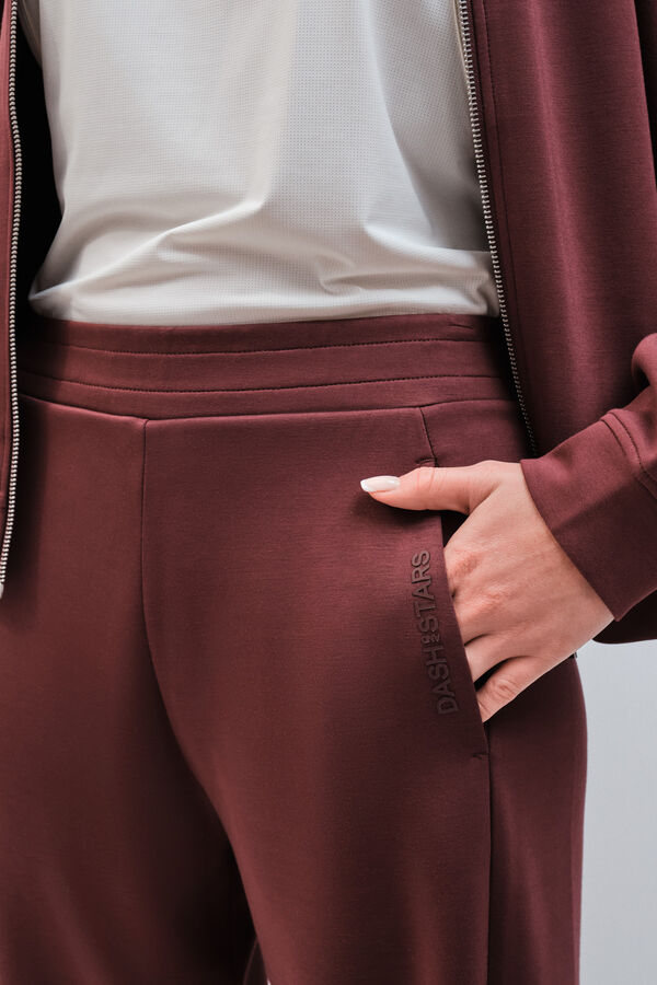 Dash and Stars Pantal&oacute;n largo barrel tacto suave granate burdeos