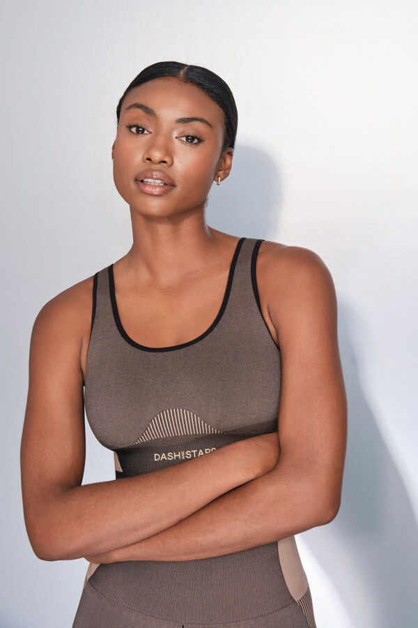 Dash and Stars Brasier deportivo marrón SIN COSTURAS FIT marrón