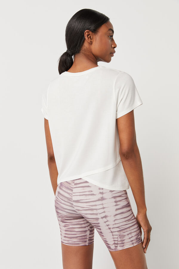 Dash and Stars Camiseta blanca fluida modal beige