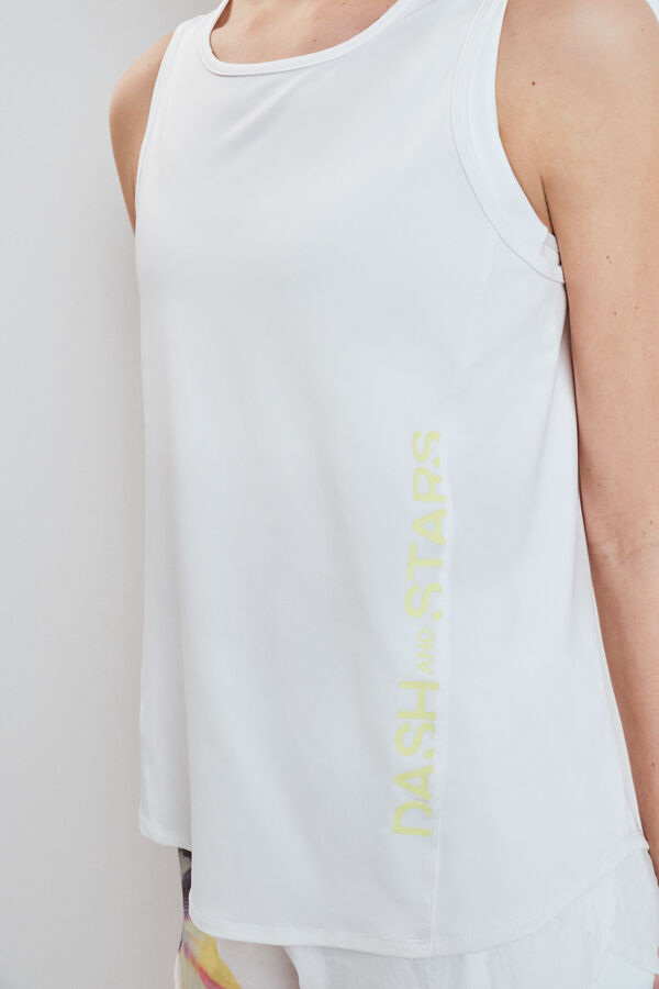 Dash and Stars Playera t&eacute;cnica halter sin mangas blanca blanco