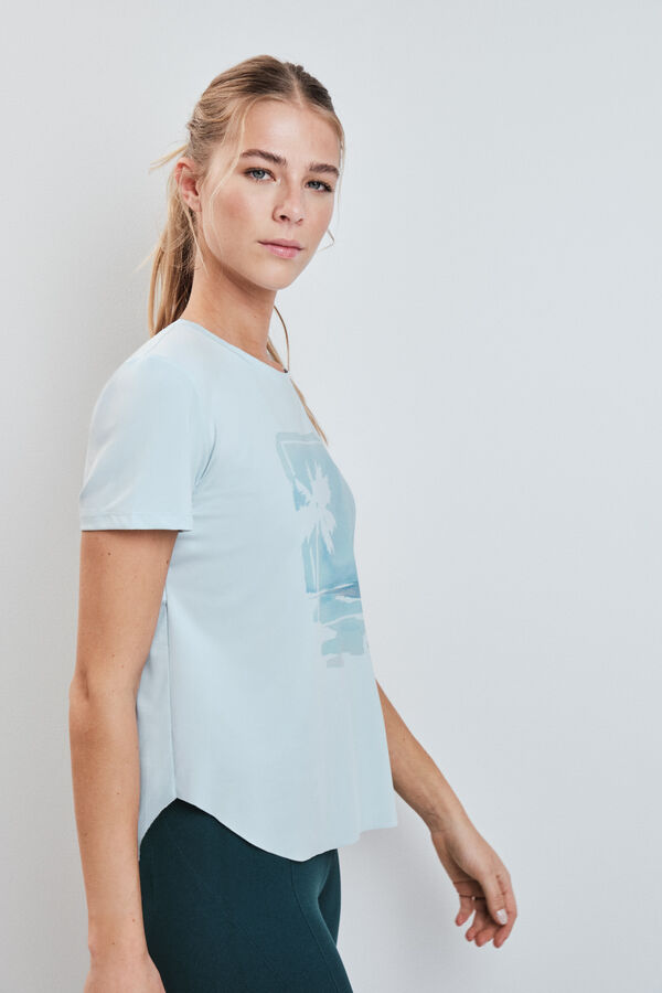 Dash and Stars Playera manga corta panel mesh azul azul